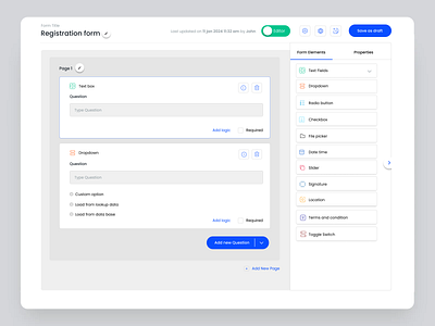 Form Builder app design ui ux web