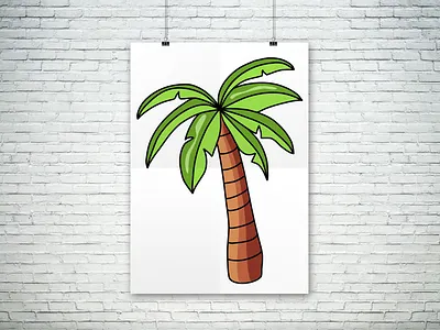 Cartoon Style Tropical Palm Tree Drawing vacation symbol