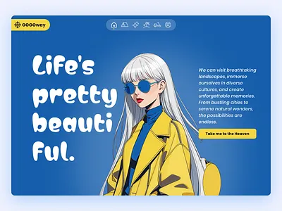 GOGOway - Traveling Agency Concept (Freebie) agency anime blog bold branding character clean design flat free freebie hero hero section minimal personal travel ui vacation web website