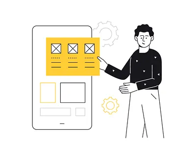 UI/UX Developing developing device graphic design illustation interface line male man mobile style ui user ux