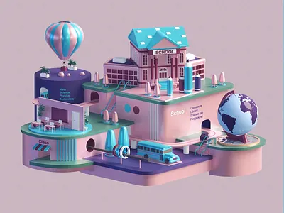 School animation 3d animation branding city game illustration infographic isometric landing page marketing motion graphics nft render sdf social ui vector video web design web3