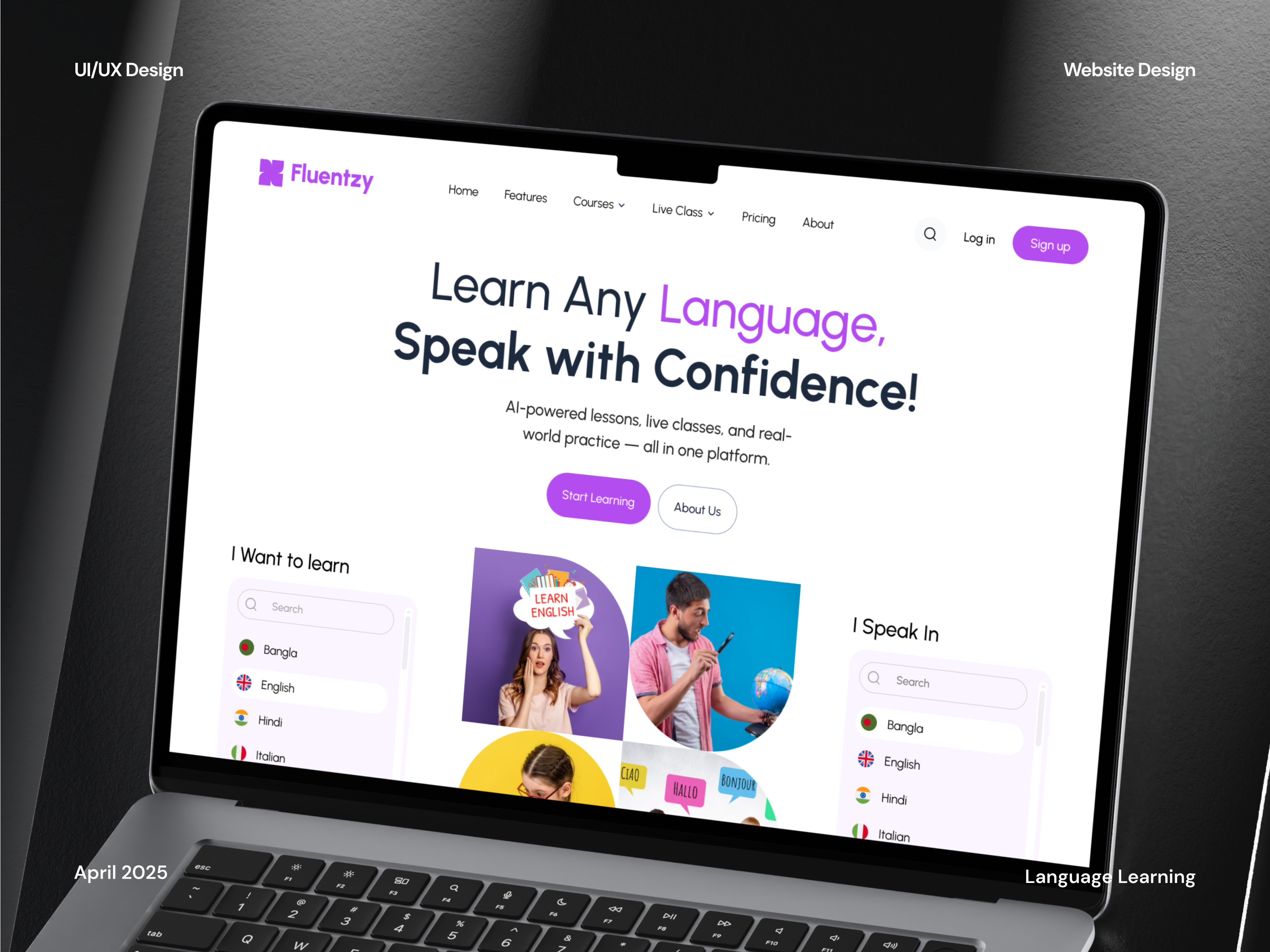 AI Language Learning Website UI Design aı e learning education website figma language language learning online education ui ux uiux website website design website ui
