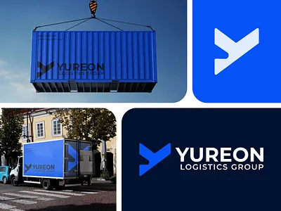 Yureon - Logistics Company Logo and Branding branding cargo company delivery design graphic design identity logistics logo logo and branding logo design logodesign logotype minimal modern shipment shpping timeless y icon y letter