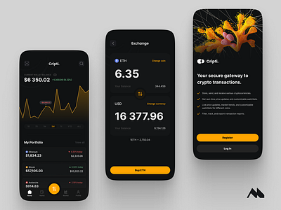 Cripti - Fast, Secure, Seamless trading branding graphic design logo ui