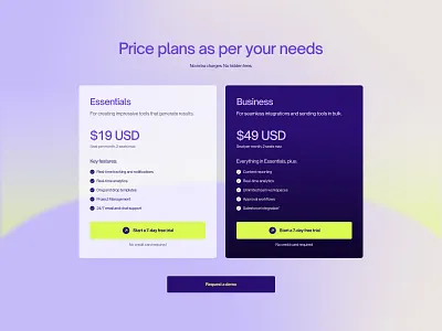 Pricing section design design figma layout saas web design