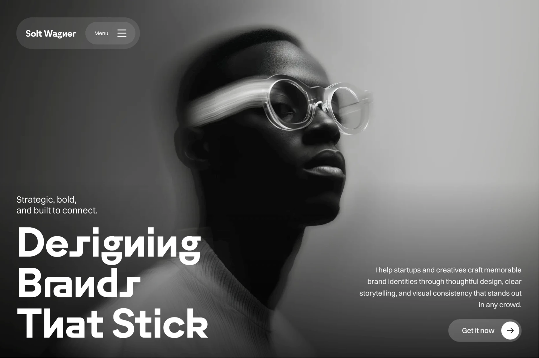 Clean portfolio website hero section for Framer clean dark framer hamburger header hero home landing navigation personal portfolio ui webdesign website