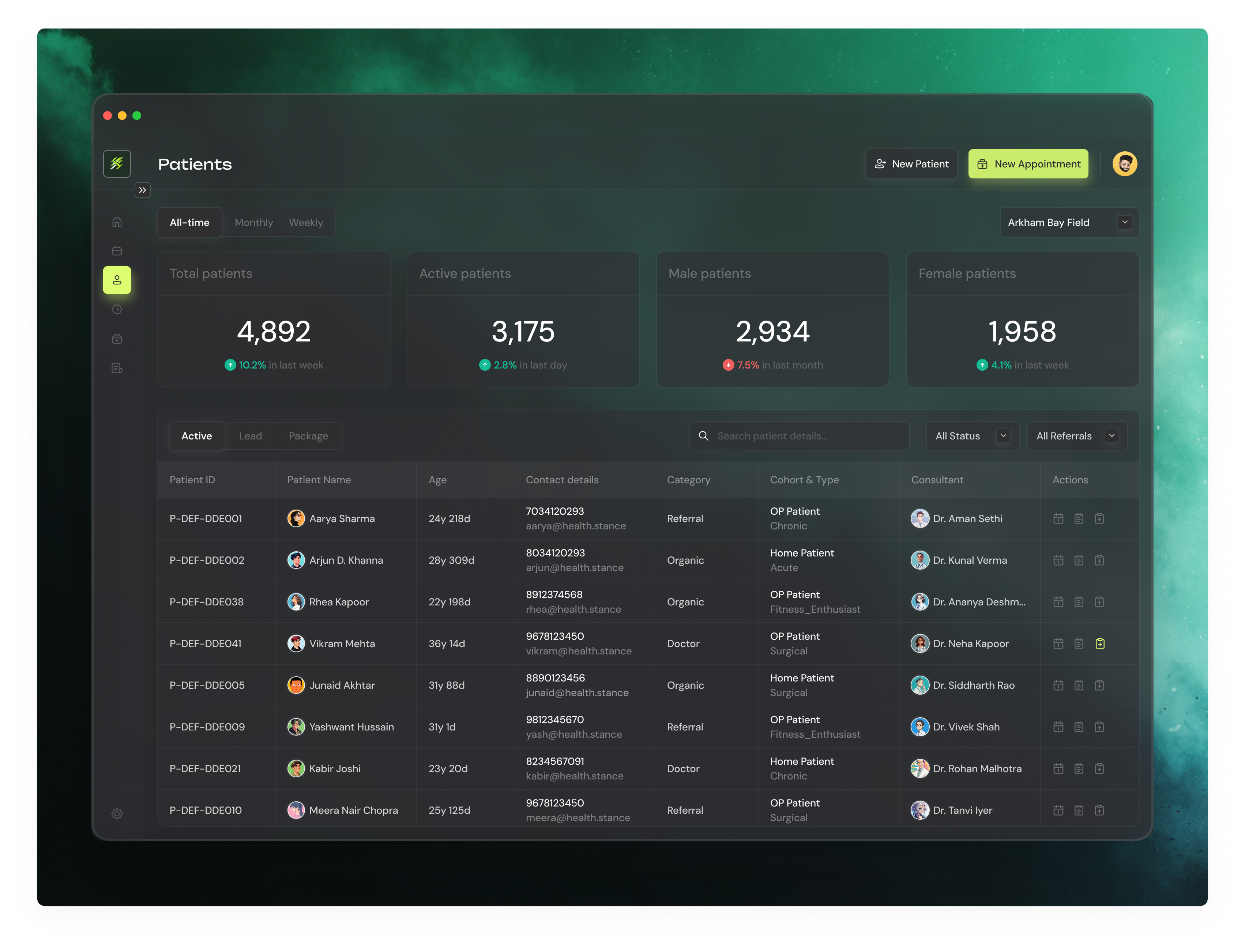 Dark Theme - Patients Dashboard UI branding dark dashboard dark theme dashbaord dashboard design desktop glow health tech medical dashboard saas saas dashboard ui ui design ui inspiration ui interface web