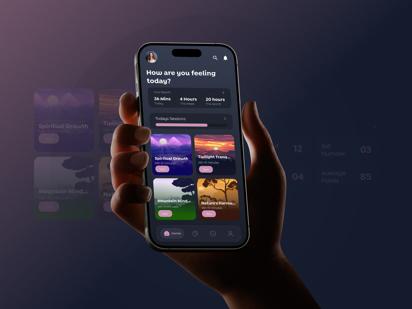 Yoga & Meditation App | A Claiming UI For Wellness & Meditation app design fitness health health lifestyle meditation app mindful app mindfulness mobile app mobile app design mobile design netro netrosystems photoshop ui design uiux wellness yoga app yoga application yoga meditation mobile app