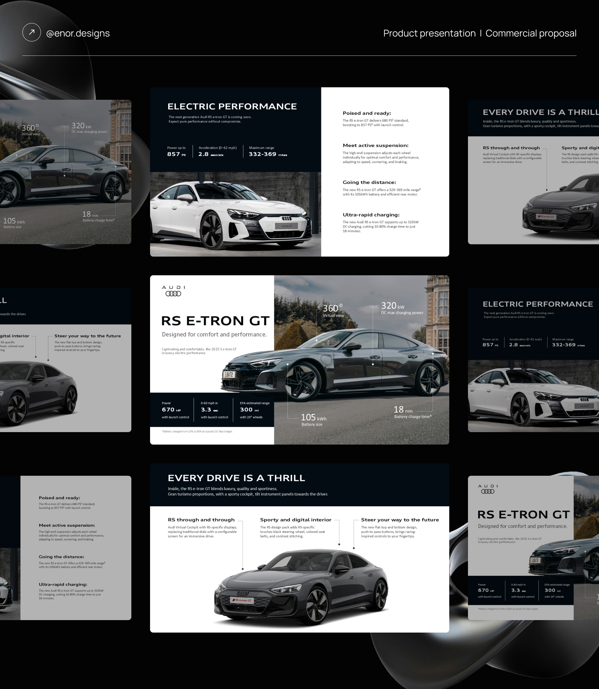 Audi Presentation Concept business presentation commercial proposal data visualization figma google slides graphic design high end design investment deck luxury design pitch deck portfolio powerpoint presentation design presentation slides product design product presentation sport car vehicle design