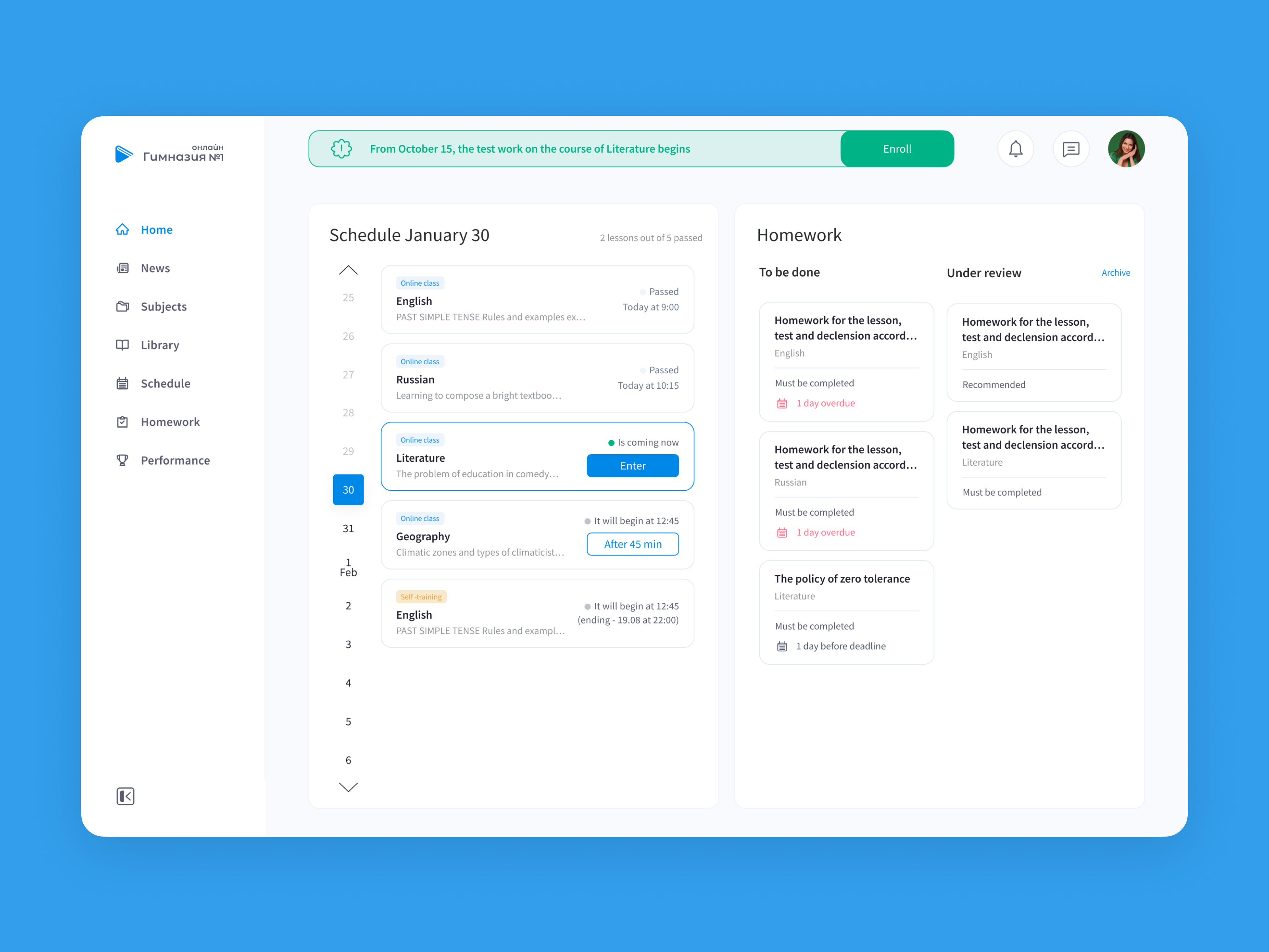 Online Gymnasium - E-learning platform accessibility atomicdesign classroom dashboarddesign edtech educationplatform elearning figmadesign interfacedesign learning learning management multi role productdesign redesign responsiveui school student portal students ui kit webapp