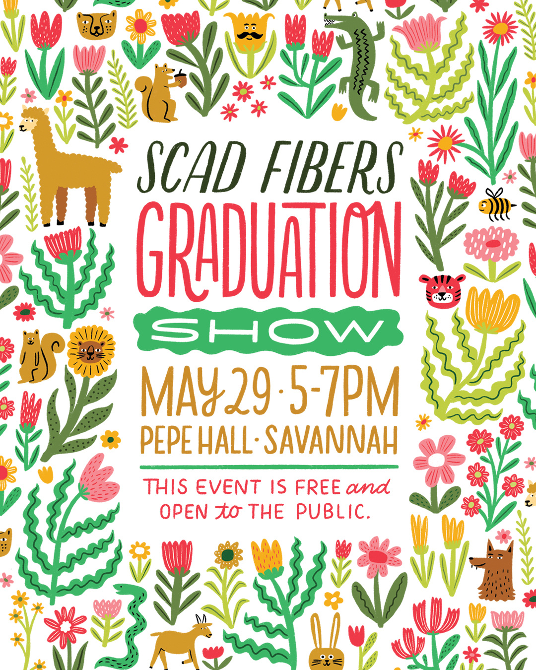 Illustration for SCAD Fibers Department artist campaign fibers illustration lettering surface design