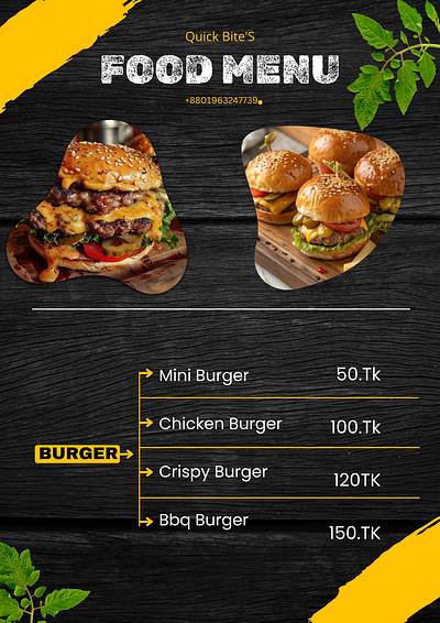 Manu Card For Cafe branding graphic design logo
