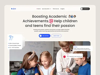 Iqra Education – A Website Designed for Impactful Learning branding children website courses website figma graphic design landing page learning platform lms logo responsive education website school website ui uidesign ux web design website