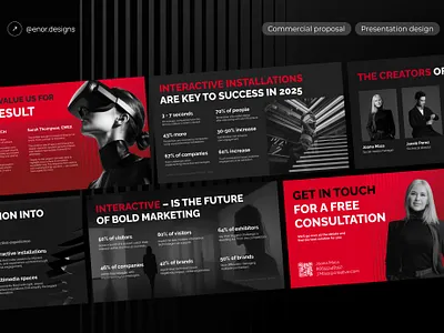Interactive Marketing Presentation Design business presentation business stationary commercial proposal copywriting exhibition figma google slides graphic design interactive presentation investment deck investment proposal marketing kit marketing presentation marketing strategy pitch deck presentation design red and black service presentation technology vr