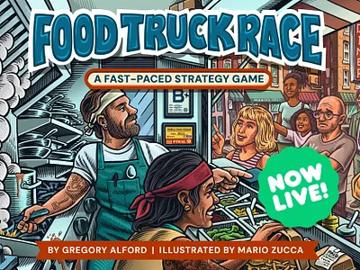 Food Truck Race on Kickstarter board game board game design food truck food truck race foodie illustration kickstarter kickstarter campaign mario zucca