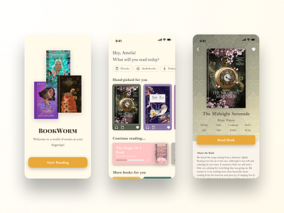 Bookworm Book App design graphic design ui ux