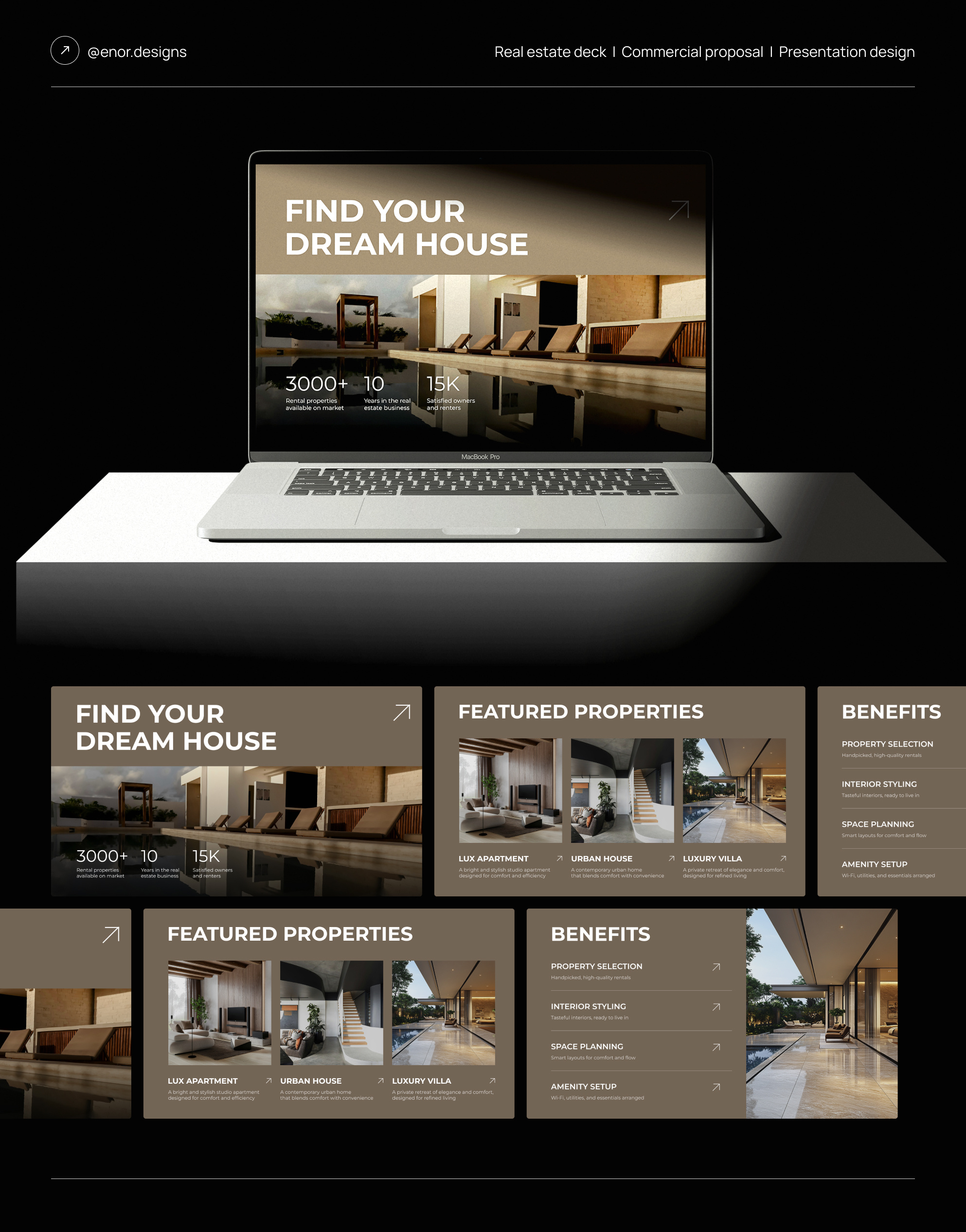 Dream Home Real Estate Presentation business pitch business presentation client presentation commercial proposal figma graphic design interactive presentation investment deck luxury homes minimal design modern layout pitch deck presentation design property deck real estate branding real estate marketing real estate presentation real estate presentation design sales deck visual storytelling