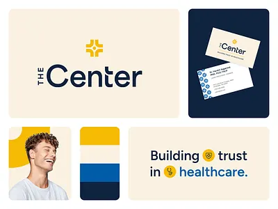 The Center - Branding blue brand brand identity branding center dental dentist dentistry design doctor health healthcare logo logo design medical sans serif test typography wordmark yellow