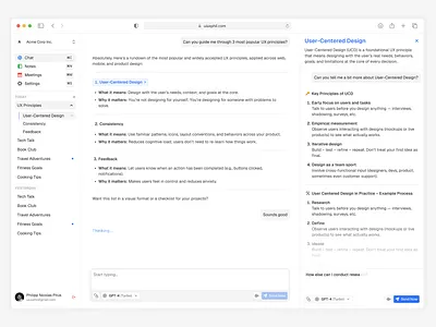 AI Chat App ai chat dashboard gpt graphic design sidebar text thread typography ui white