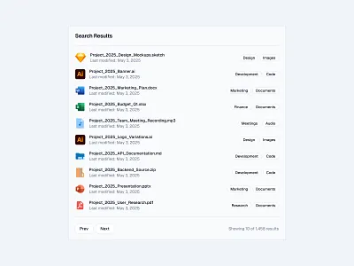Search Results 📂 badge button design list minimal saas search ui web design