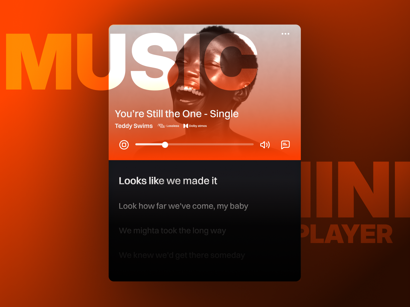 🎧 Mini Music Player UI – “You’re Still the One” android app design ios mini player music music player orange ui ux website design