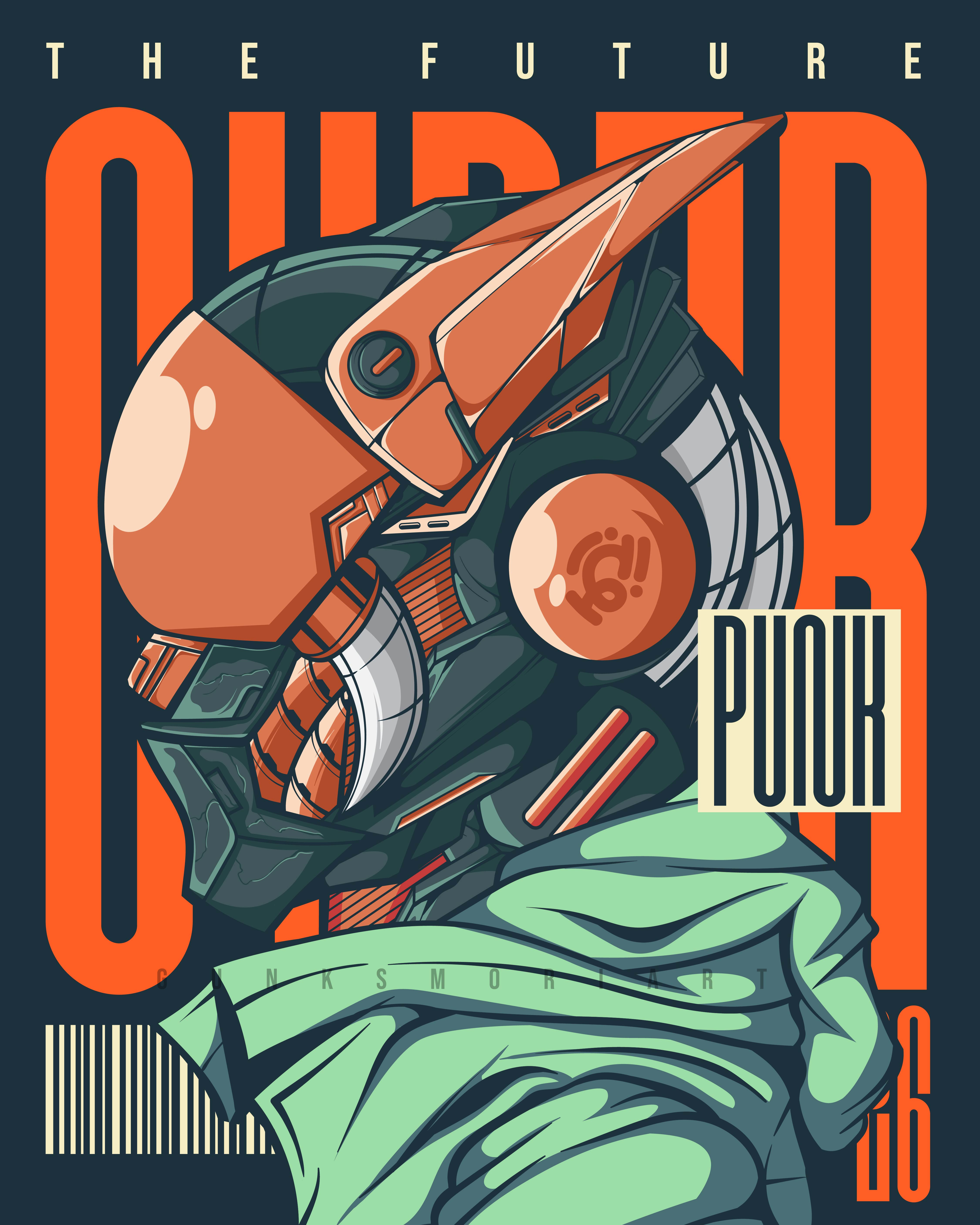 CYBERPUNK FUTURE anime art character cyberpunk design doodle illustration nft vector