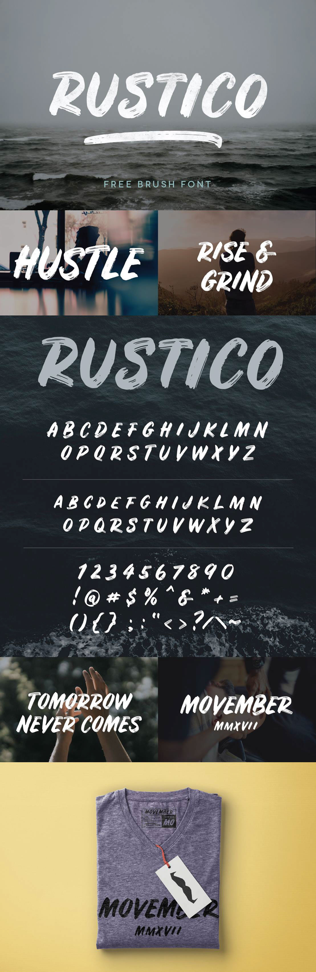 Rustico - Hand Drawn Brush Font alternate badge brand identity branding brush font custom font custom type font font design fonts hand drawn logo type type design type foundry typeface typography