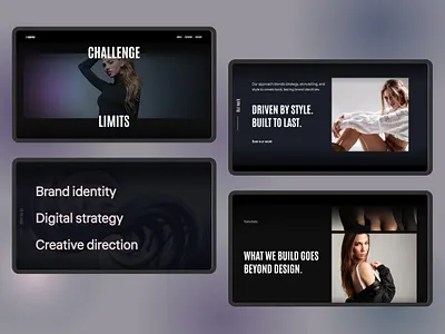 Dark minimal agency website design agency bold branding creative dark design digital editorial graphic design hero landing page minimal models services slider template ui ux web design website design