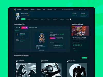 Bidding & Incentives Dashboard for NFT Collectors appdesign bid interface bid visualization collector dashboard crypto incentives development digital asset digital asset trading marketplace design nft nft dashboard nft loyalty nft trading interface nft trading ui ui ui ux design ux web 3 engagement web 3 ux