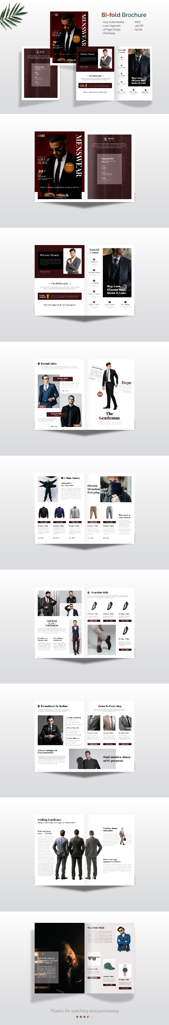 Menswear: Fashion Bi-Fold Brochure Template bi fold bifold booklet booklet design brochure catalog company profile fashion graphic design layout layout design magazine men fashion menswear minimal print template template womenswear