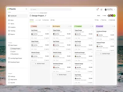 Project Task Management Dashboard UI dashboardui kanbanboard minimaldesign projectmanagement saasui taskmanagement ui uiuxdesign uxdashboard webappdesign workflowmanagement