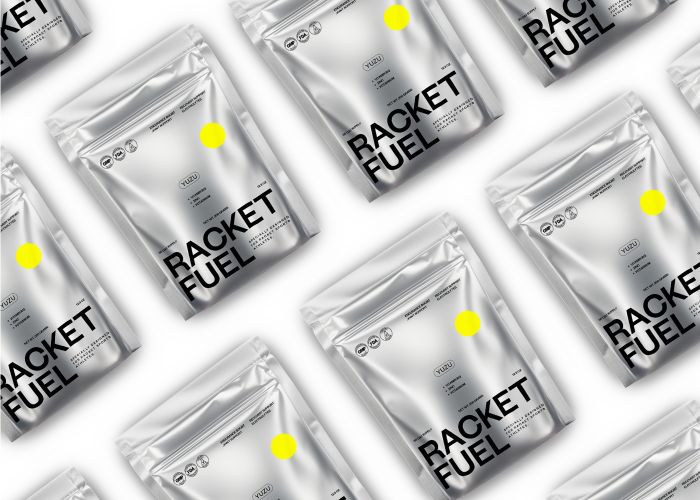 RacketFuel. Packaging Design branding brutalism graphic design label design logo minimalist packaging design pounch design visual identity