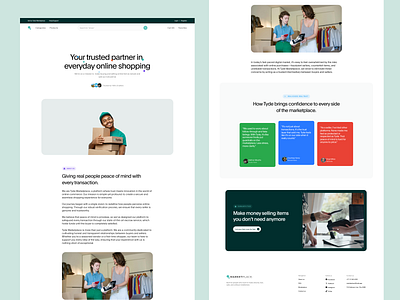 Tyde marketplace - about page design landing page ui