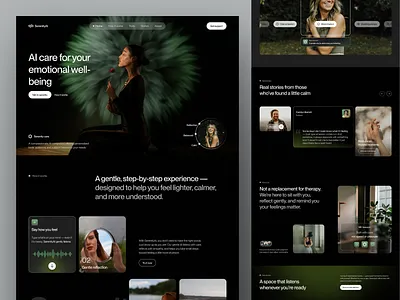SerenityAI - AI Mental Health Companion ai branding design emotion health landing page mental health minimal psychology technology typography ui ui design uiux web design website
