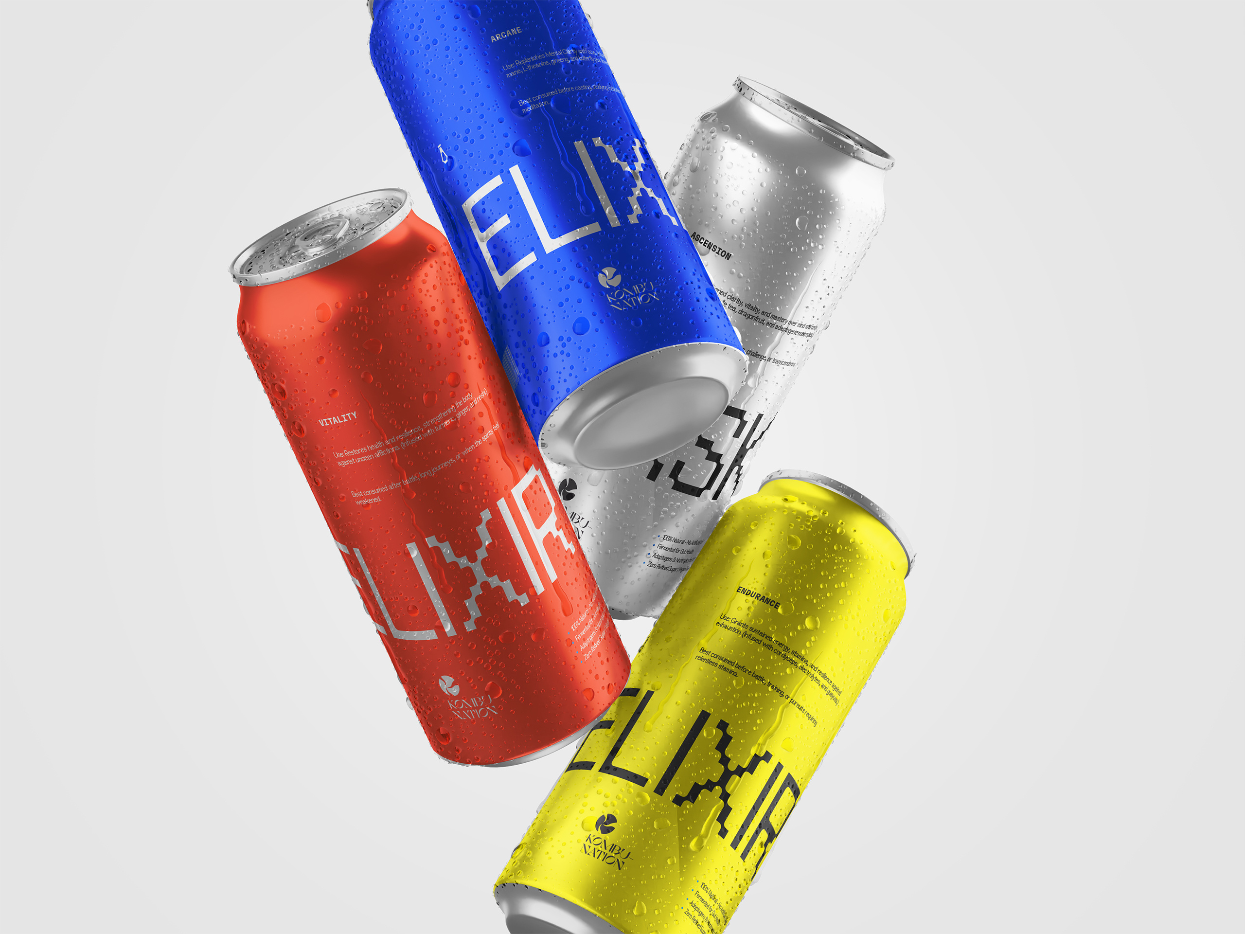Kombunation Can 3d beverage branding can can design colourful drink drink design gaming graphic design kombucha packaging packaging design primary colours