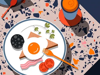Illustration of a Morning Plate =morning coffee art art design artwork breakfast breakfast illustration breakfast plate coffee colorful colorful art creative creative art digital art food food art food illustration illustration meal morning coffee vibrant colors