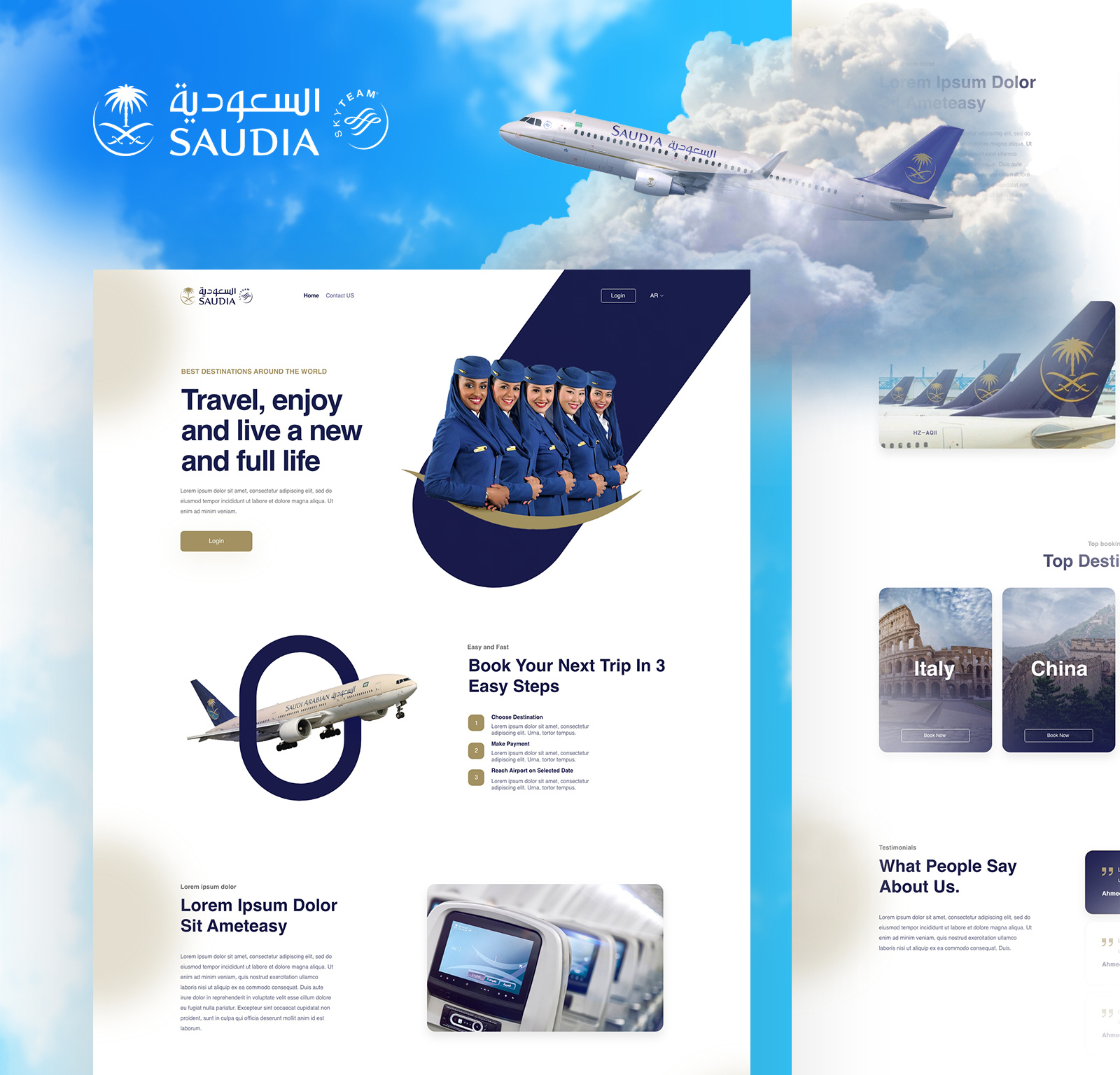 Saudi Airlines Landing Page airlinewebsite arabicux aviationux bookingexperience cleanui darkmodeui designsystem figmadesign flightbooking landingpage minimaldesign modernwebdesign responsivedesign saudiairlines travelwebsite uidesign userinterface uxdesign uxresearch webdesign
