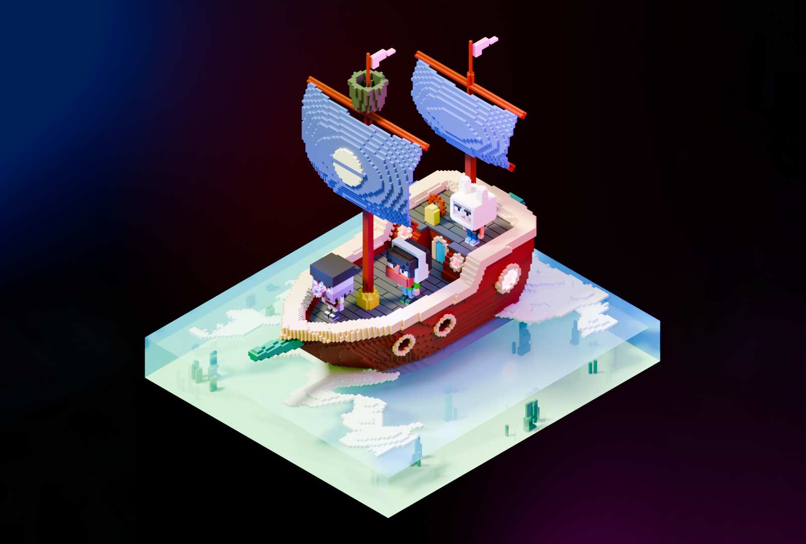 Berkasea Pirate 3d 3dillustration @hellodribbble art berkasea blender branding character design dribbbleshot gaming graphic design illustration isometric pirate retro sea ship shot voxel