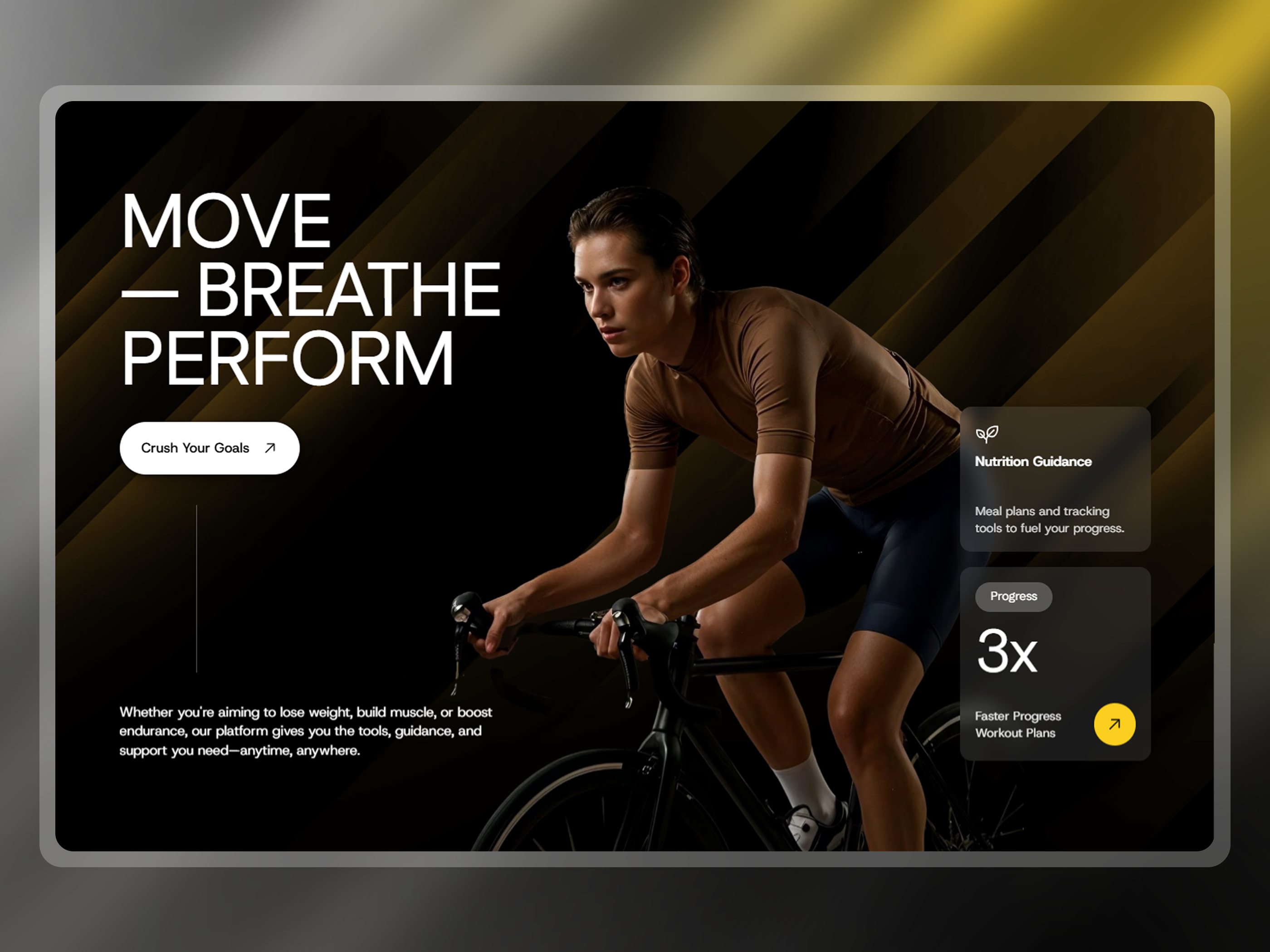 Framer Fitness Hero Component v2 - Framify Design design framer framer component library framer development framer template framer templates framer website illustration ui web design