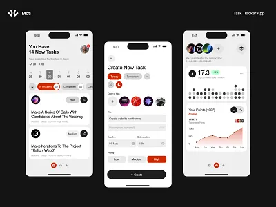 Moti - Task Tracker App app appinterface cleandesign design designtrends2025 graphic design mobile mobileuxui moderninterface productivityapp task taskmanagementapp taskmanager todoapp ui uxui webdesign