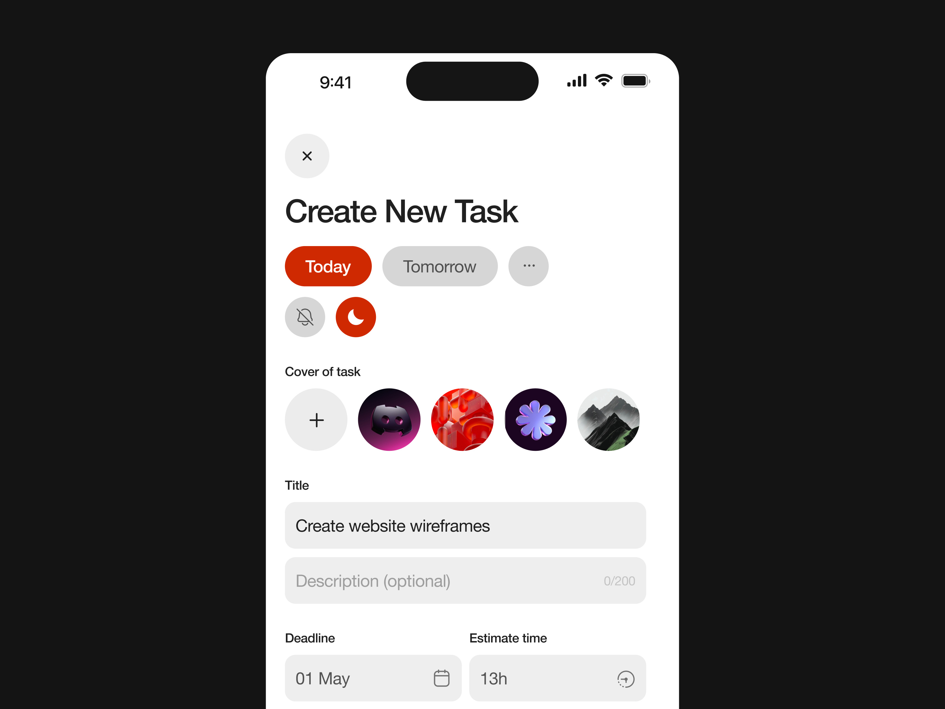 Example of Dashboard Design For Task Tracker App