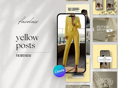 Yellow Aesthetic Social Media Post Templates app branding design graphic design illustration logo typography ui ux vector