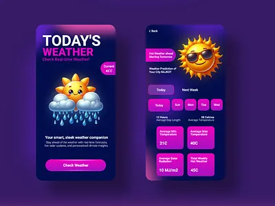 Weather App - UI Design app design application design figma ui weather app weather app ui design xd