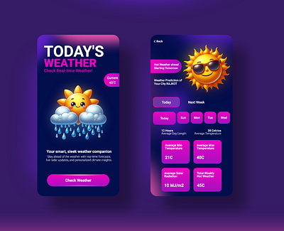 Weather App - UI Design app design application design figma ui weather app weather app ui design xd
