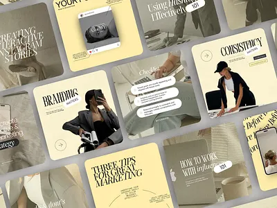 Yellow Aesthetic Instagram Post Templates app branding design graphic design illustration logo typography ui ux vector