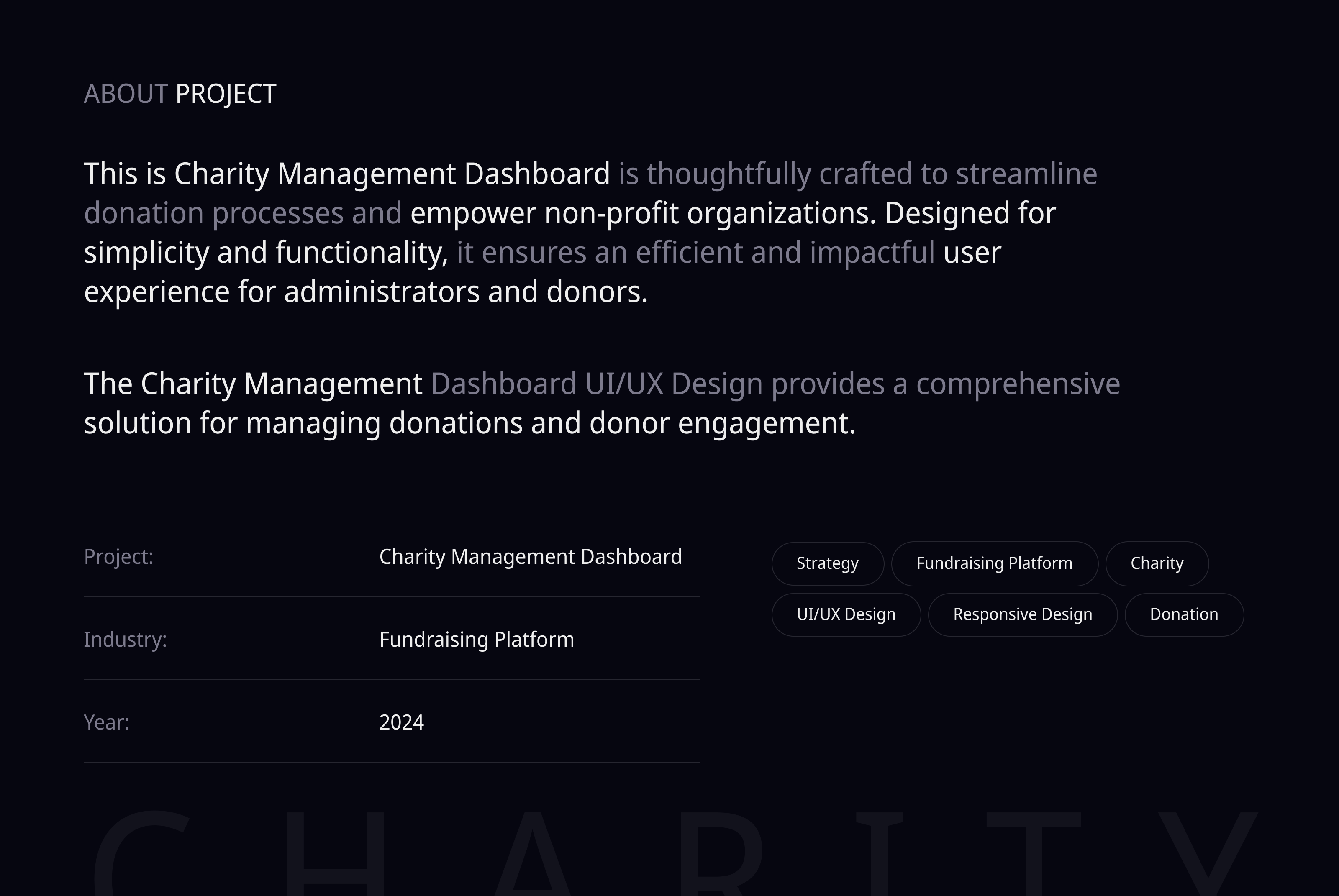 Charity Management Dashboard – UI/UX Design by Shasanko Creations on ...
