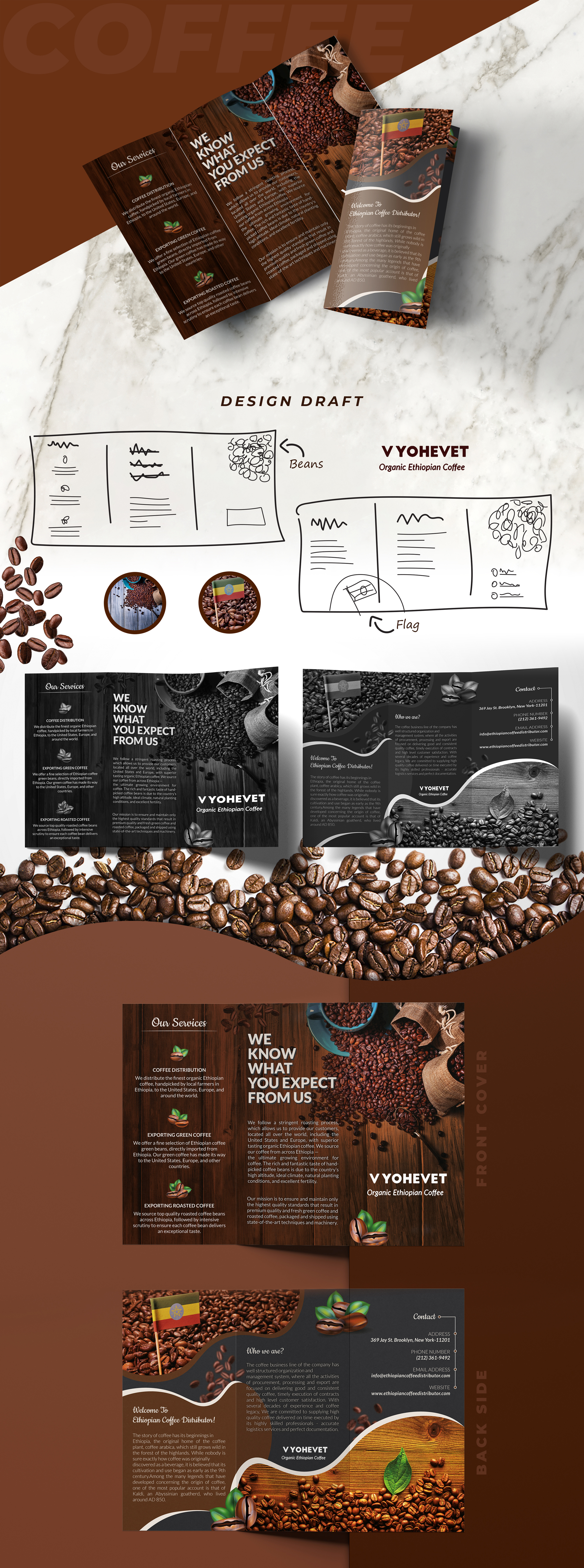 Coffee Brand Brochure Design branding brochure brochure design design designer free mockups graphic design illustration illustrator mockup photoshop trifold brochure vector