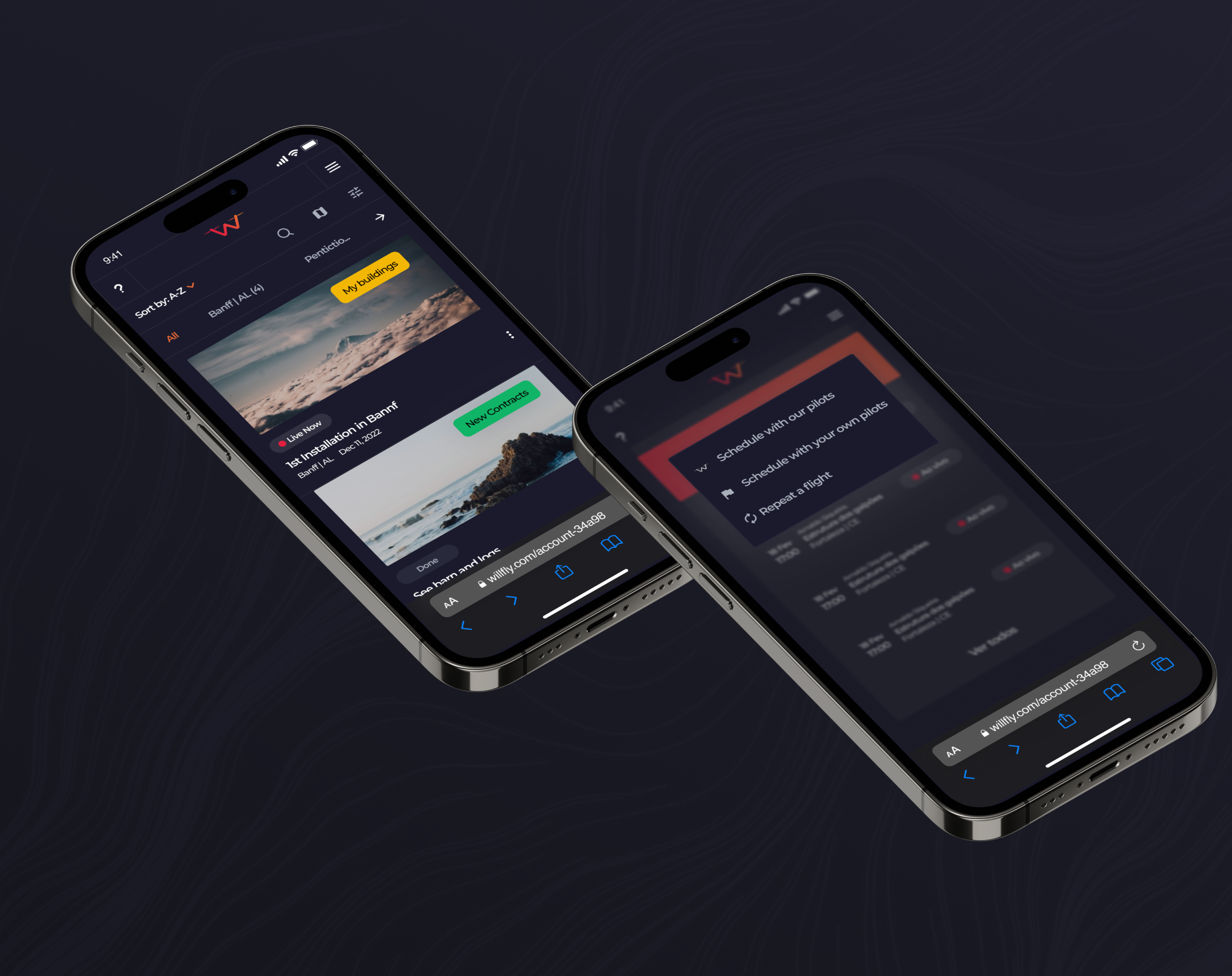 WillFly • Drone Flights Web App calendar drone list mobile schedule ui ux
