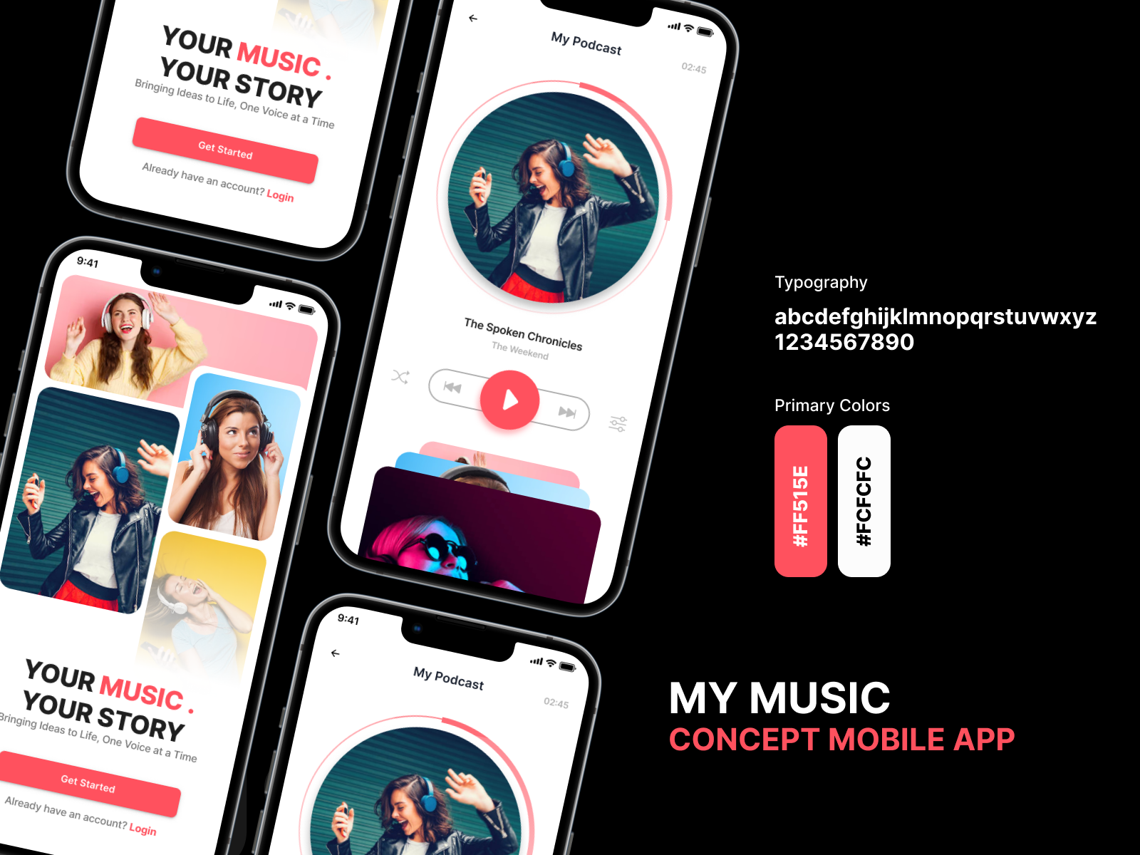 My Music - Concept Mobile App app concept design headphone mobile mobile app mobileui music player podcast storytelling ui web