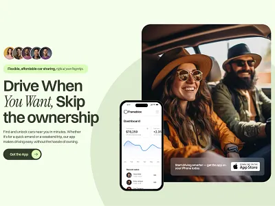 App website hero section for Framer app cta framer graphic design header headline hero home landing mockup phone saas ui webdesign website